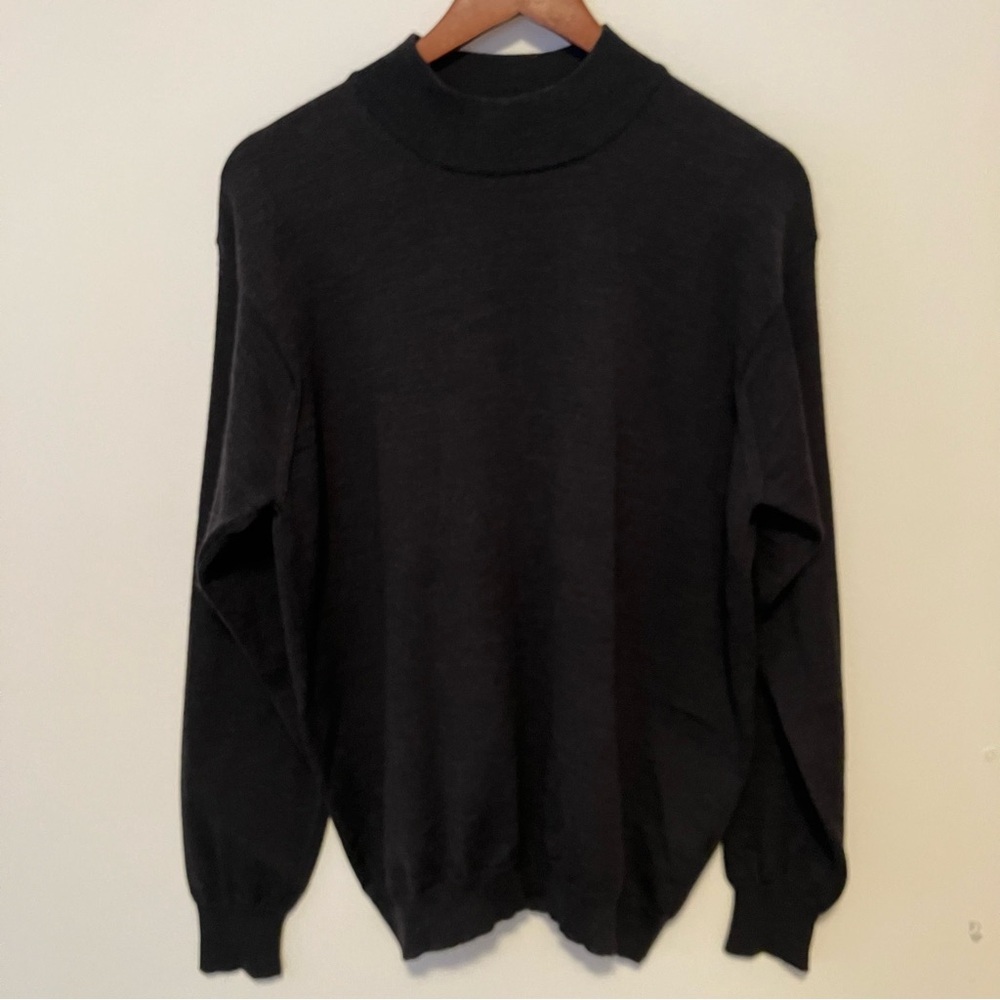 Canali Mens Mock Neck Sweater Charcoal Gray Made in Italy Size 50/M Merino Wool